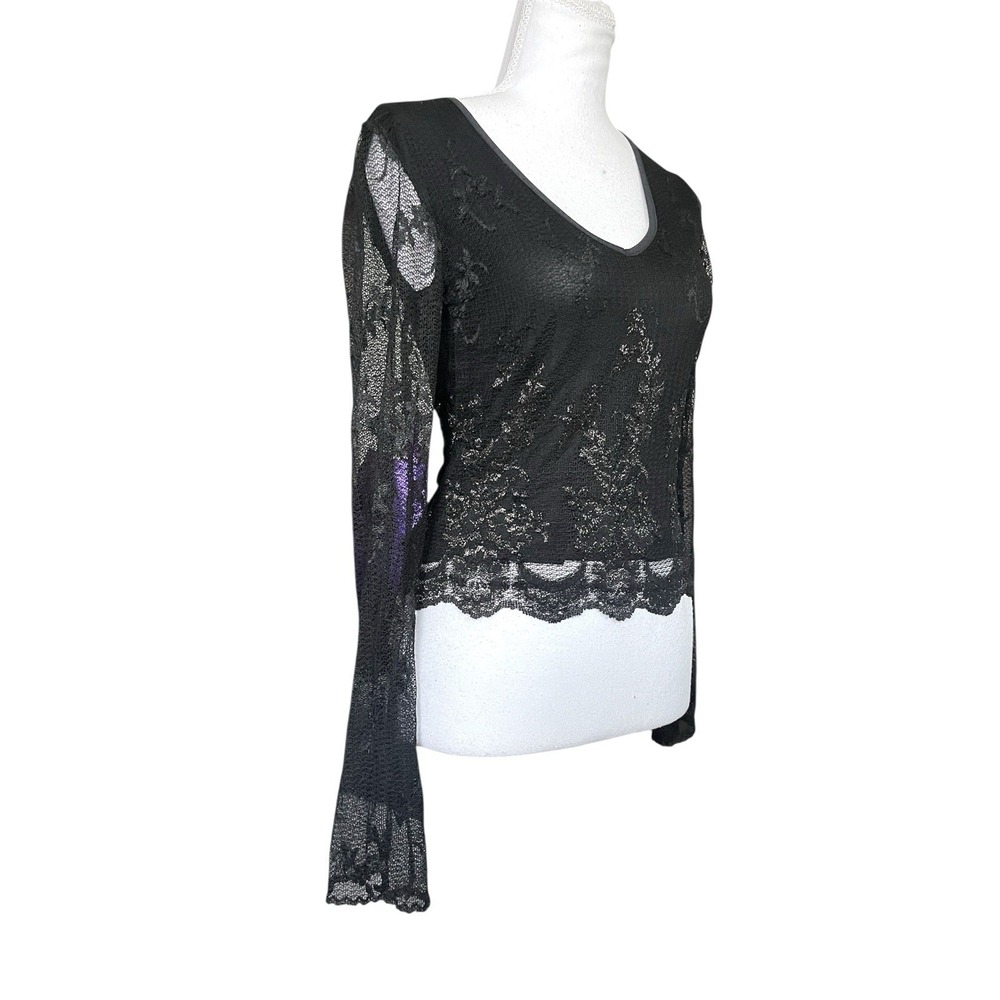 Vintage Ann Ferriday 90s Y2k Black Lace Sheer Top Whimsigoth Fairy Grunge Witchy - Picture 2 of 14